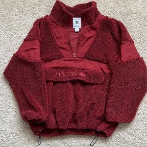 Men’s red Adidas fuzzy pullover Size M
